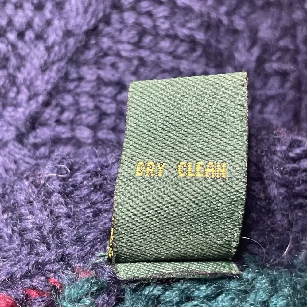 Vtg Embassy Row XL Blue Green Red Wool Sweater Color Block Cable Knit Crew Men's